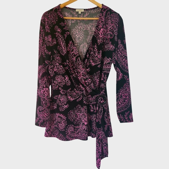 Laura Plus Chic Paisley Purple Blouse with Feminine Silhouette Sz 1X Y2k Flowy - Picture 2 of 8